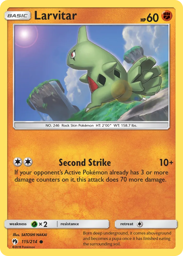 Larvitar #115 Lost Thunder Pokemon card