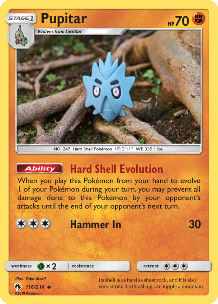 Pupitar #116 Lost Thunder Pokemon card