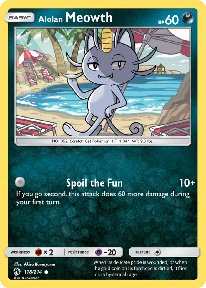 Alolan Meowth #118 Lost Thunder Pokemon card