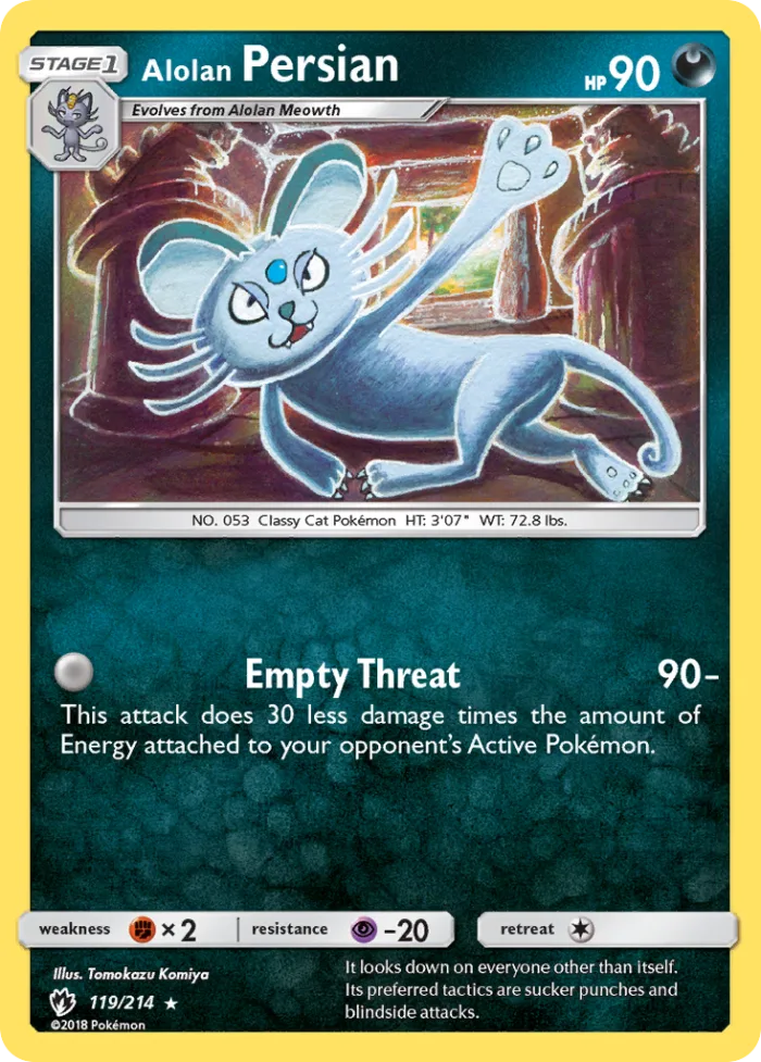Alolan Persian #119 Lost Thunder Pokemon card