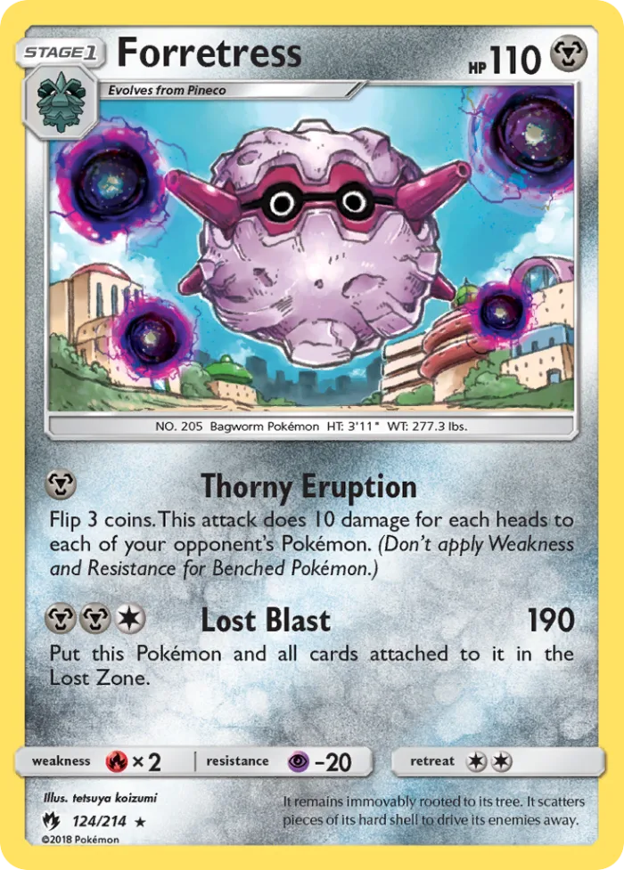 Forretress #124 Lost Thunder Pokemon card