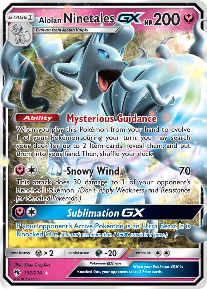 Alolan Ninetales-GX #132 Lost Thunder Pokemon card