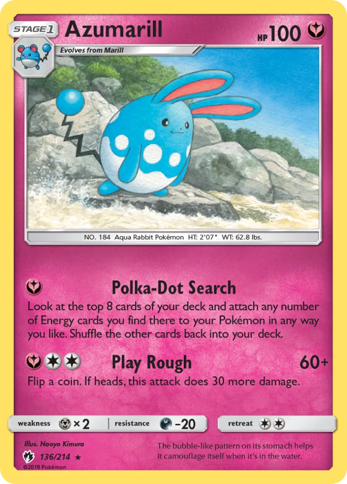 Azumarill #136 Lost Thunder Pokemon card