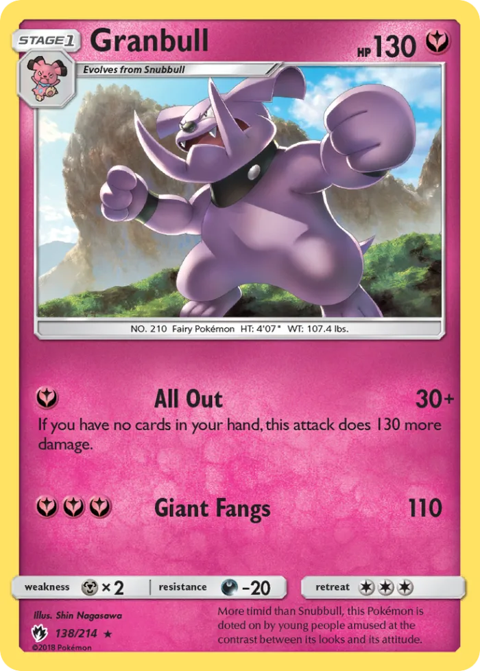 Granbull #138 Lost Thunder Pokemon card
