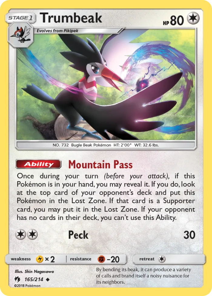Trumbeak #165 Lost Thunder Pokemon card