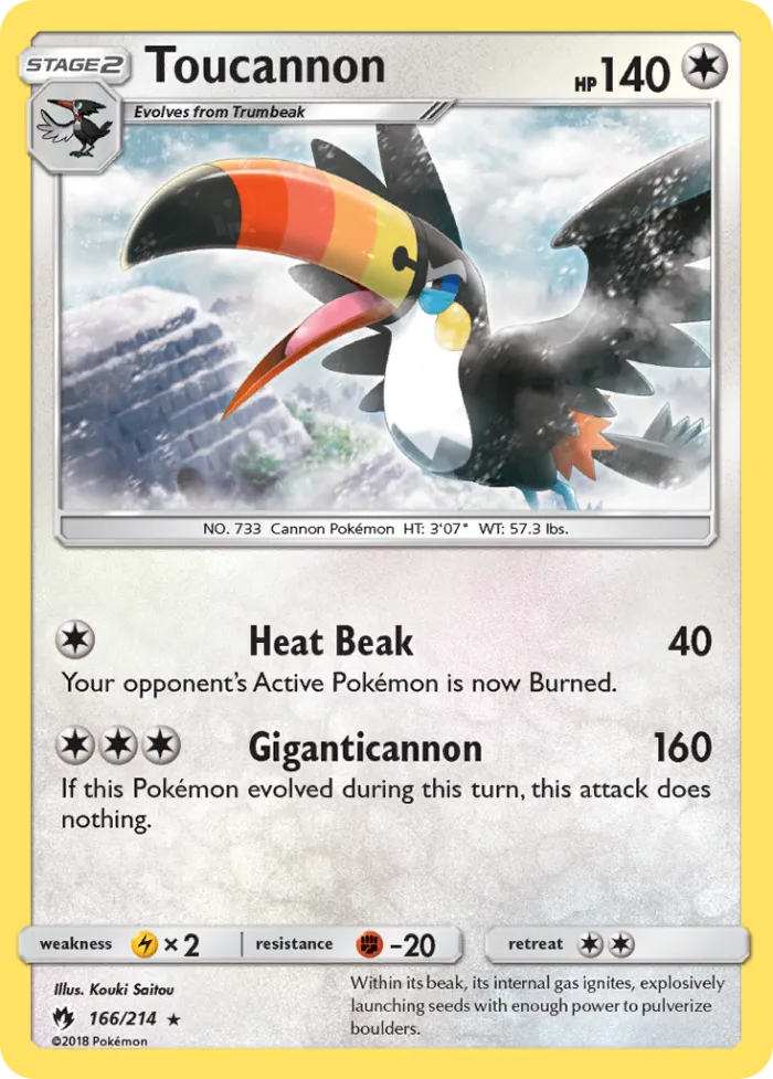 Toucannon #166 Lost Thunder Pokemon card