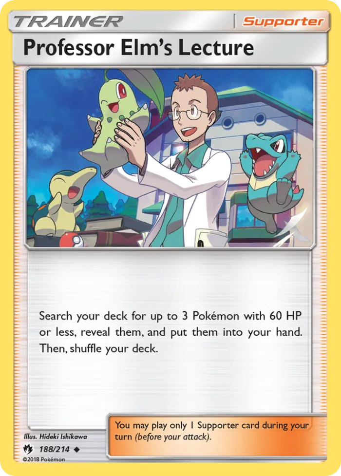 Professor Elm's Lecture #188 Lost Thunder Pokemon card