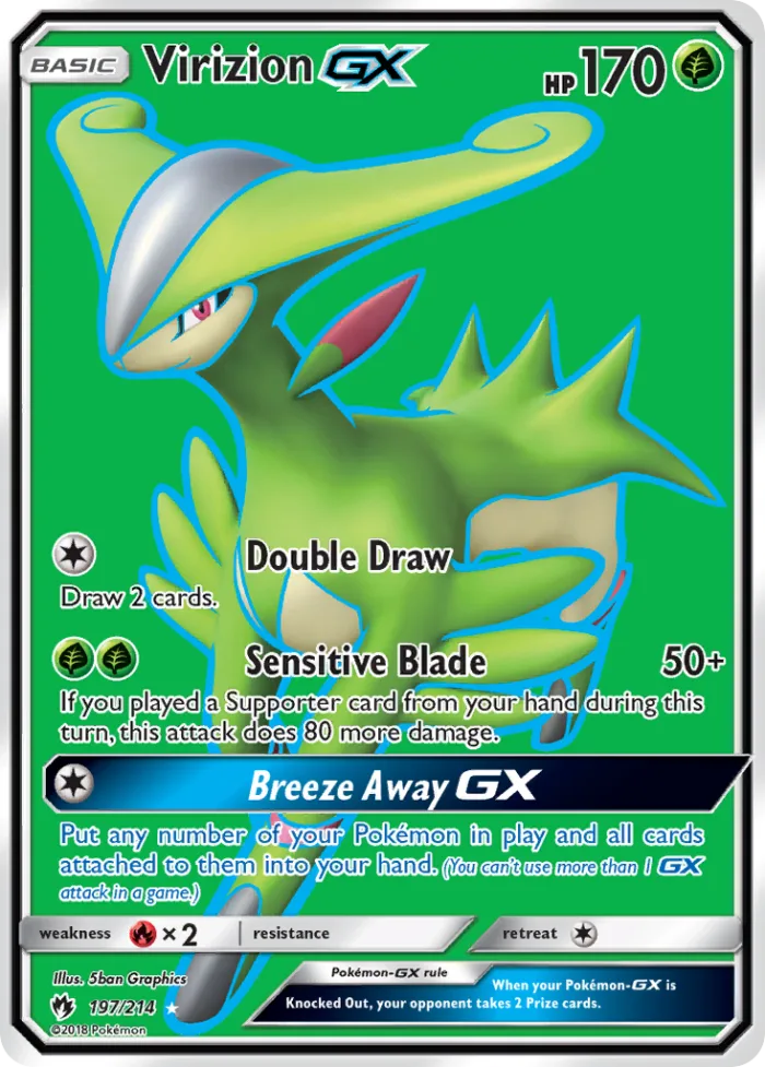 Virizion-GX #197 Lost Thunder Pokemon card