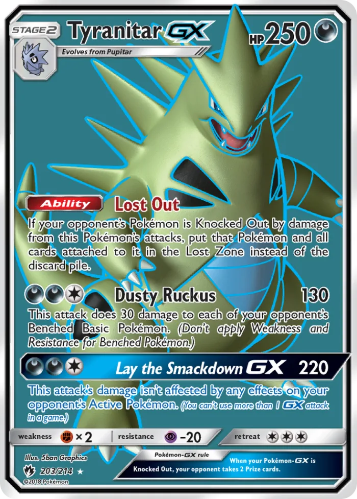 Tyranitar-GX #203 Lost Thunder Pokemon card