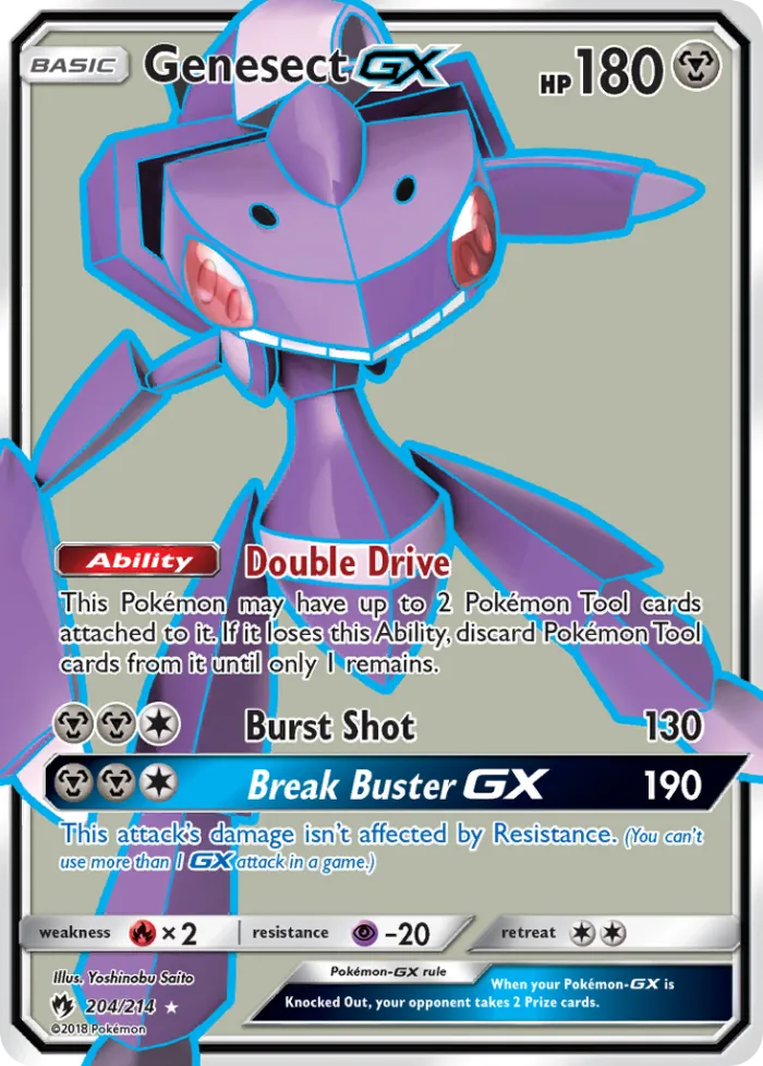Genesect-GX #204 Lost Thunder Pokemon card