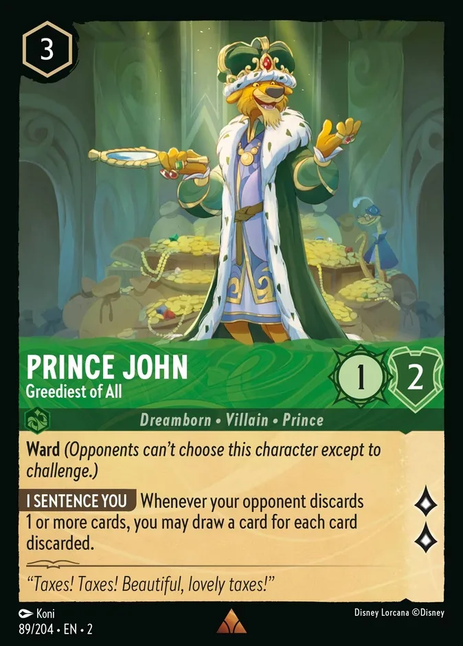 Prince John #89 Rise of the Floodborn Disney Lorcana card