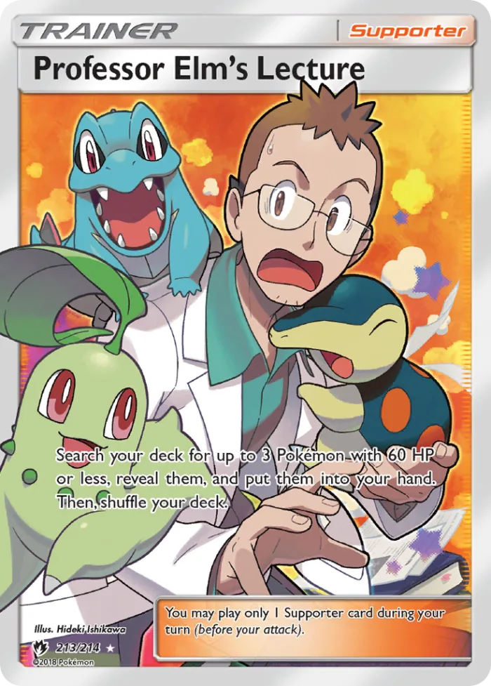 Professor Elm's Lecture #213 Lost Thunder Pokemon card