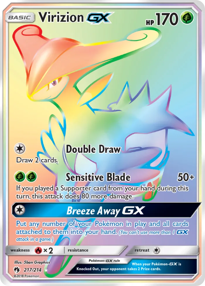 Virizion-GX #217 Lost Thunder Pokemon card
