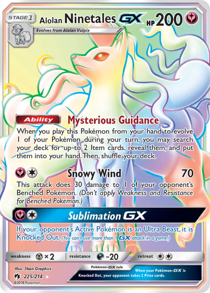 Alolan Ninetales-GX #225 Lost Thunder Pokemon card