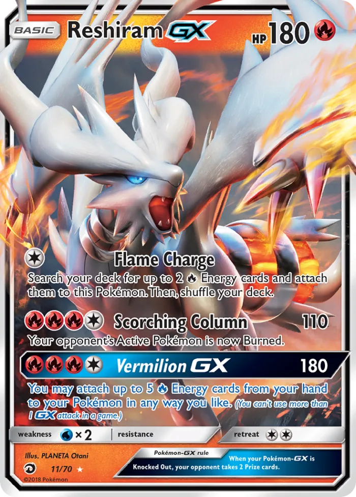 Reshiram-GX #11 Dragon Majesty Pokemon card