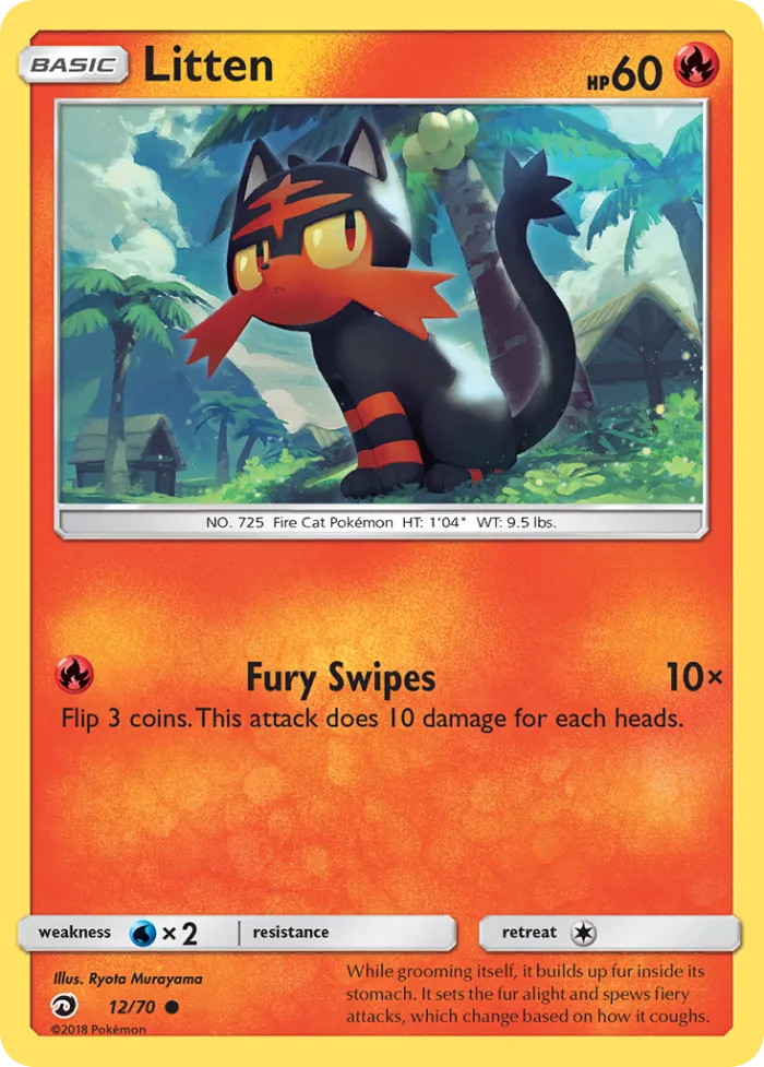 Litten #12 Dragon Majesty Pokemon card
