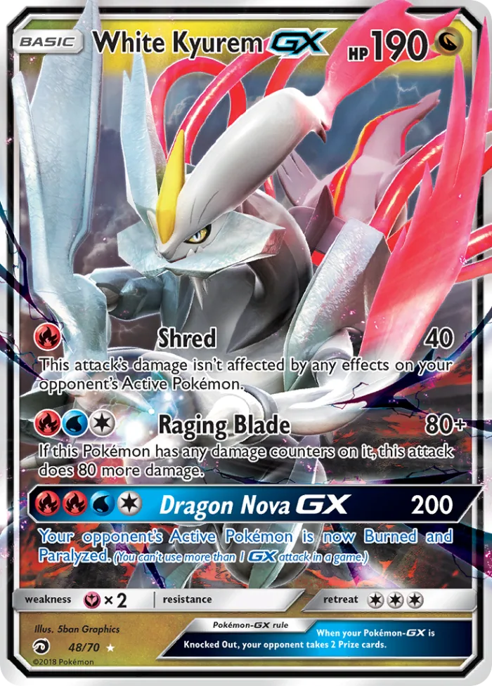 White Kyurem-GX #48 Dragon Majesty Pokemon card