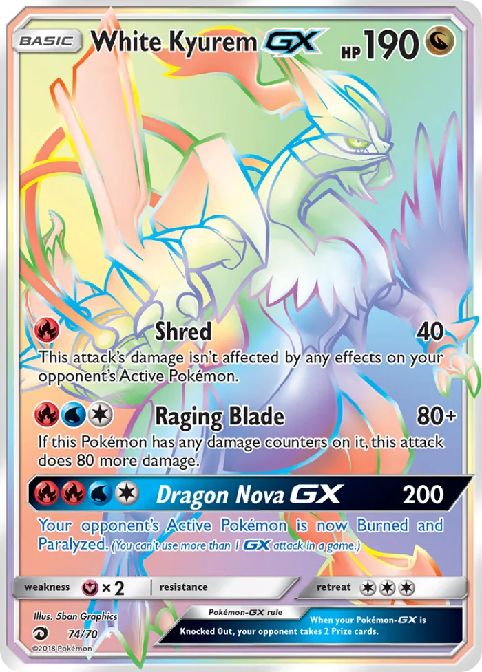 White Kyurem-GX #74 Dragon Majesty Pokemon card