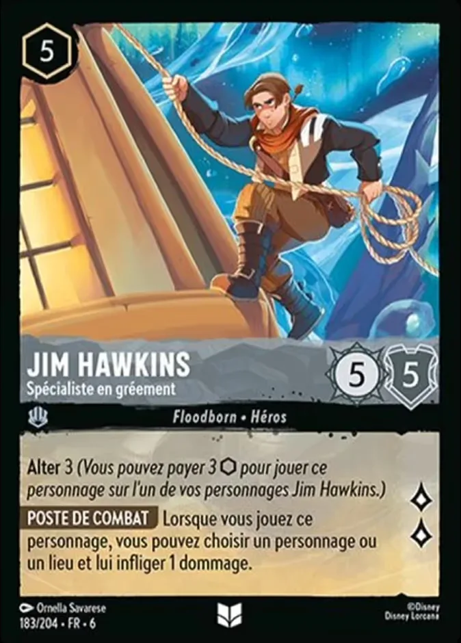 Jim Hawkins #183 Azurite Sea Disney Lorcana card