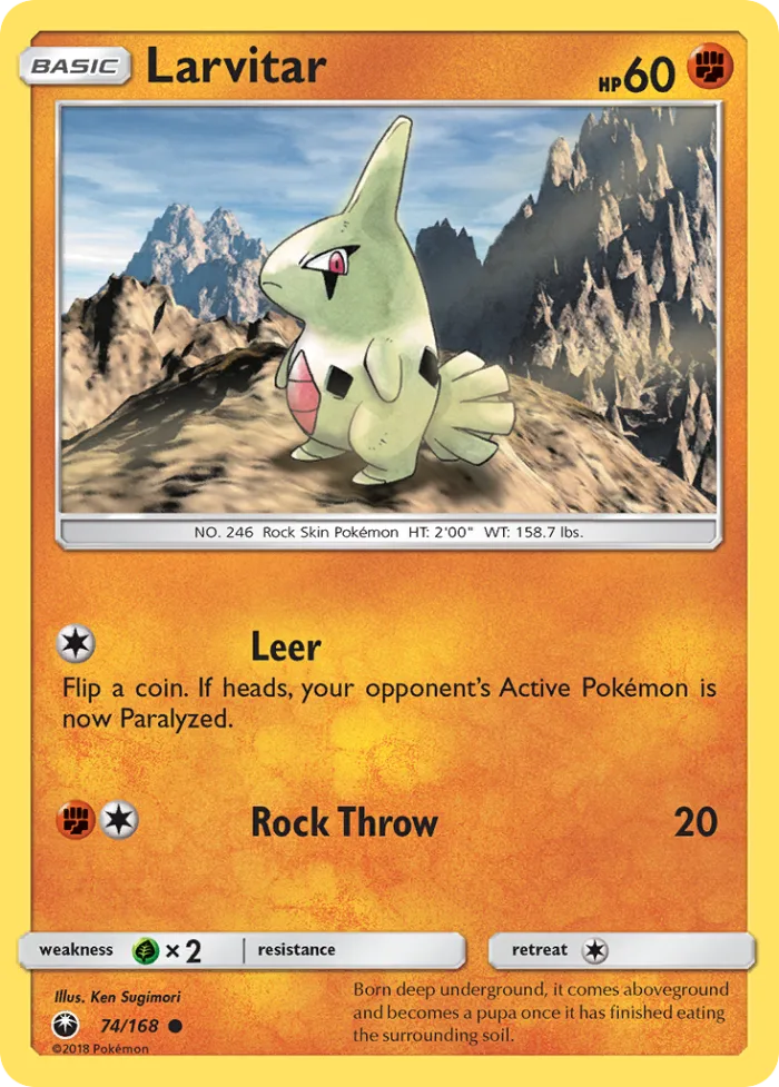 Larvitar #74 Celestial Storm Pokemon card