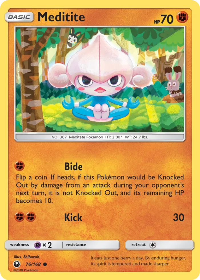 Meditite #76 Celestial Storm Pokemon card