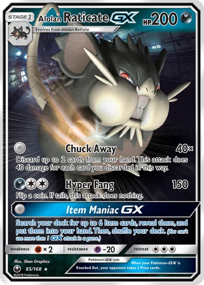 Alolan Raticate-GX #85 Celestial Storm Pokemon card