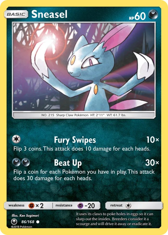 Sneasel #86 Celestial Storm Pokemon card