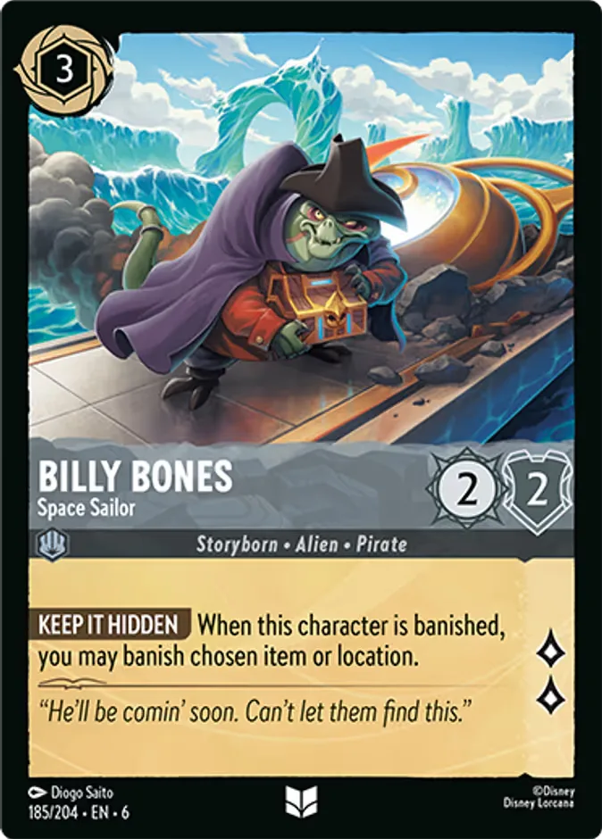 Billy Bones #185 Azurite Sea Disney Lorcana card