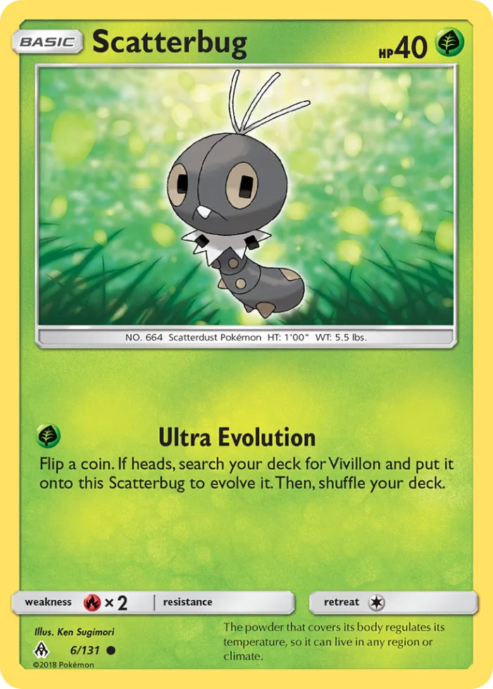 Scatterbug #6 Forbidden Light Pokemon card
