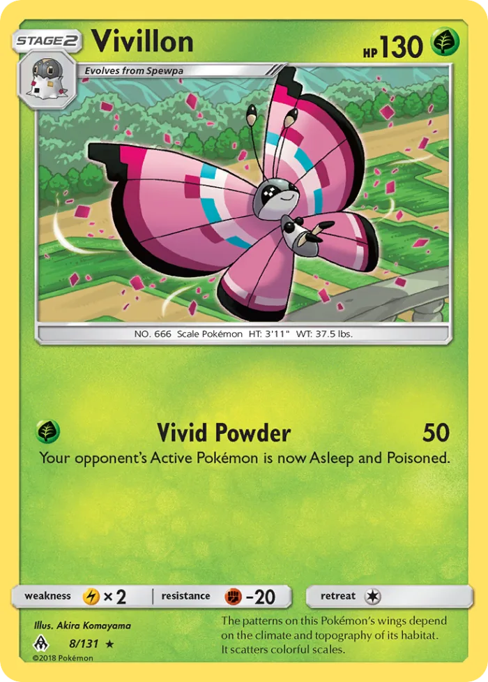 Vivillon #8 Forbidden Light Pokemon card