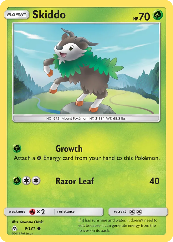 Skiddo #9 Forbidden Light Pokemon card