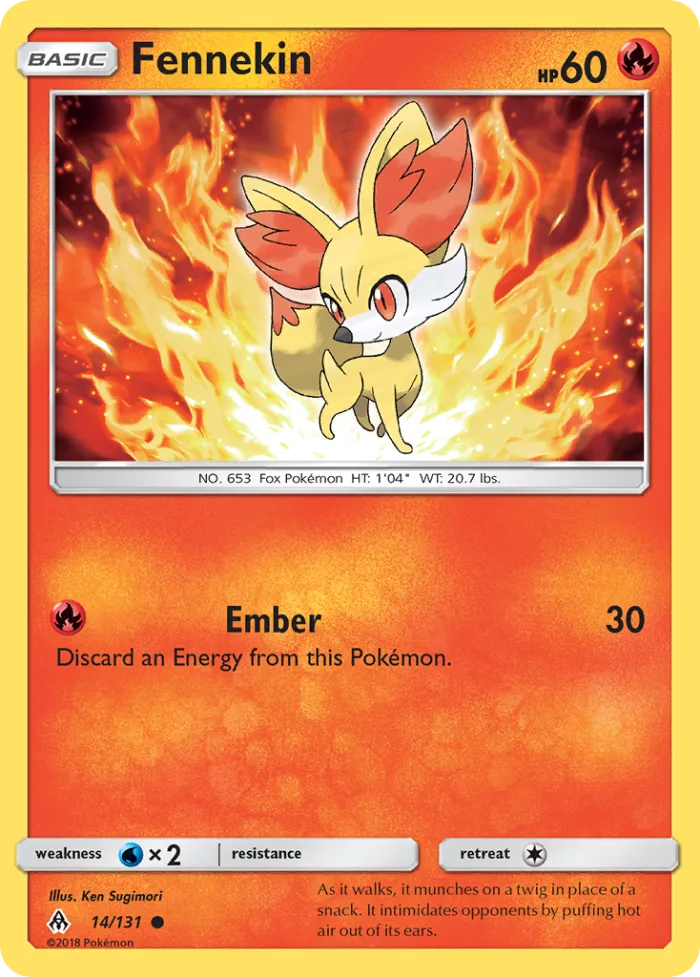Fennekin #14 Forbidden Light Pokemon card