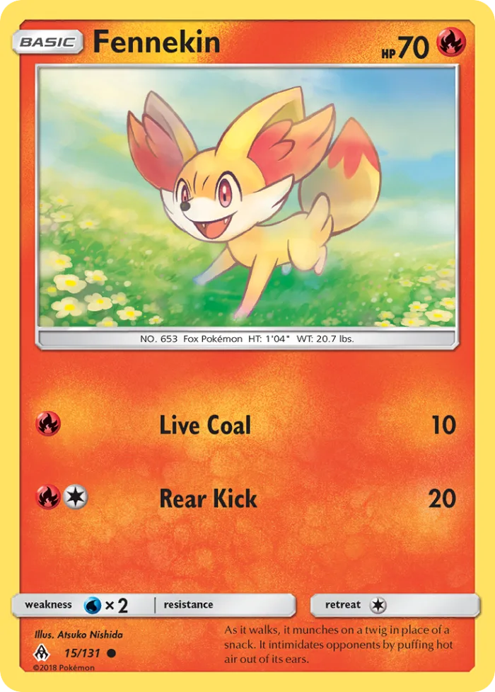 Fennekin #15 Forbidden Light Pokemon card