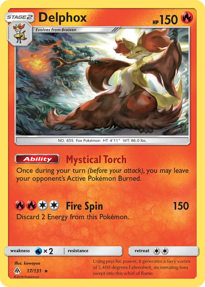 Delphox #17 Forbidden Light Pokemon card