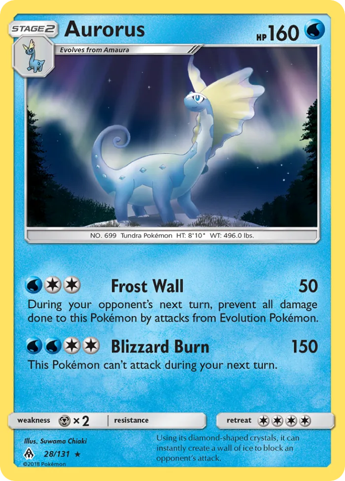 Aurorus #28 Forbidden Light Pokemon card