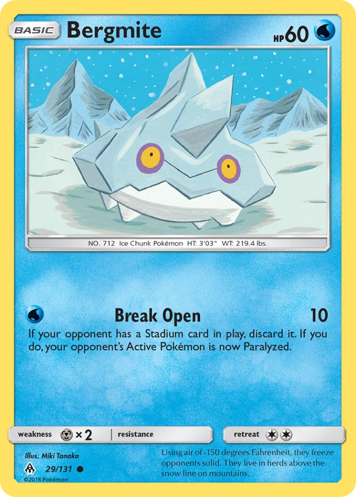 Bergmite #29 Forbidden Light Pokemon card