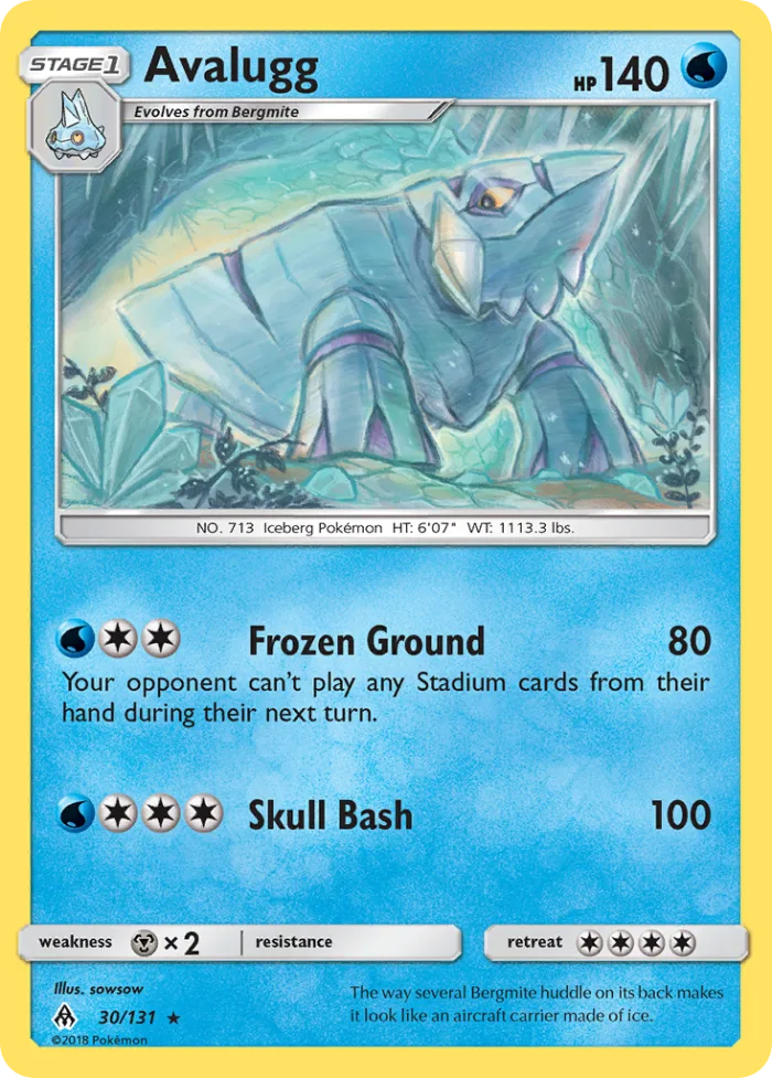 Avalugg #30 Forbidden Light Pokemon card