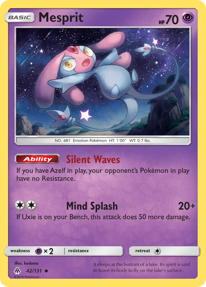 Mesprit #42 Forbidden Light Pokemon card