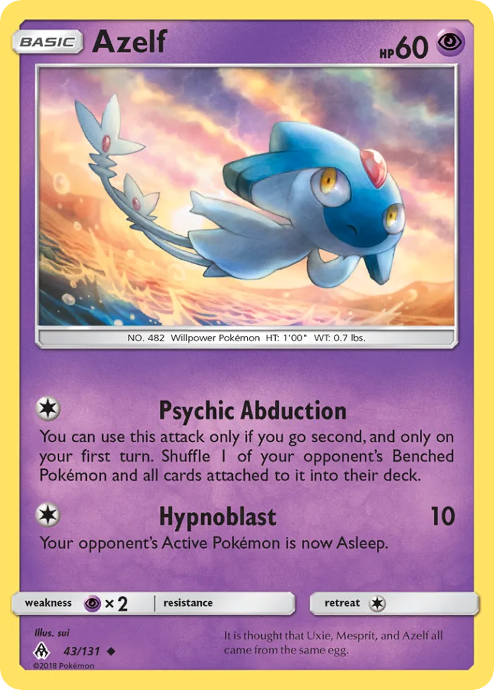 Azelf #43 Forbidden Light Pokemon card