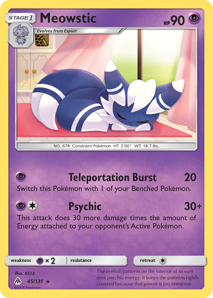 Meowstic #45 Forbidden Light Pokemon card