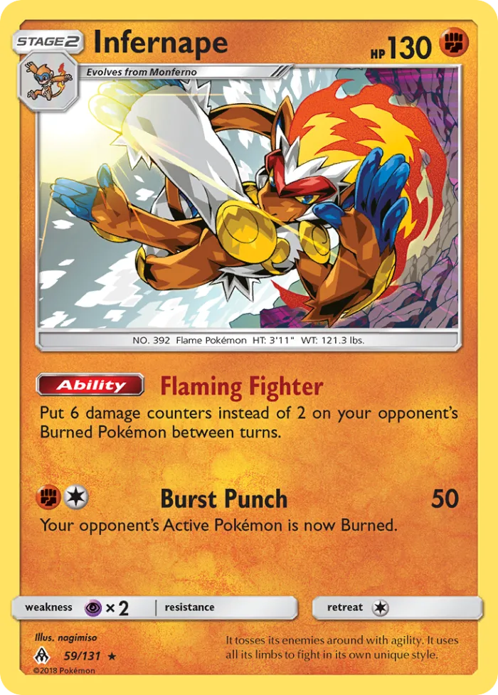 Infernape #59 Forbidden Light Pokemon card