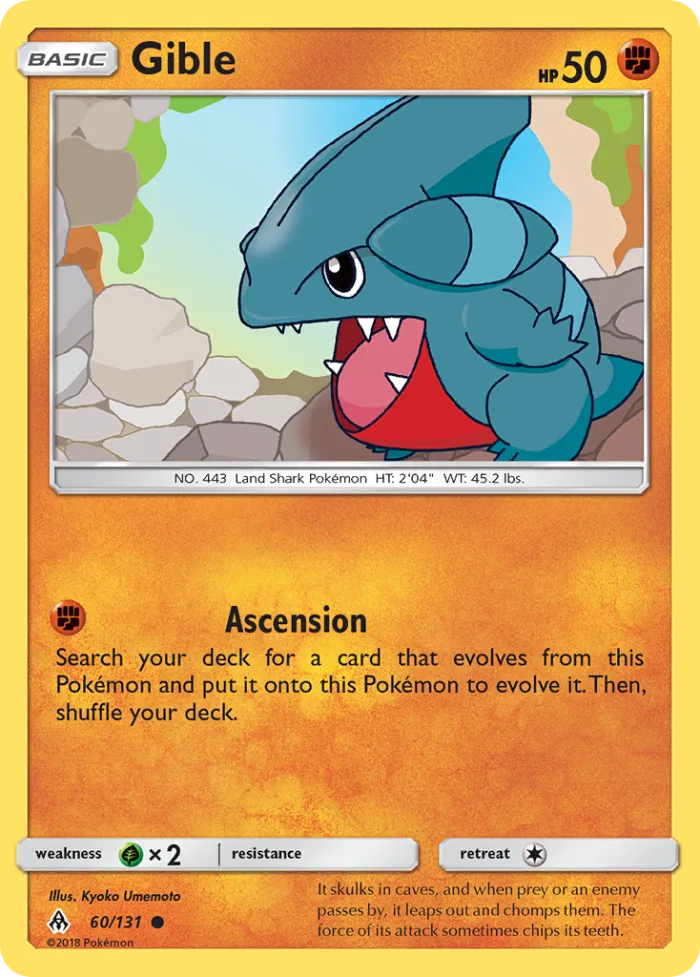Gible #60 Forbidden Light Pokemon card