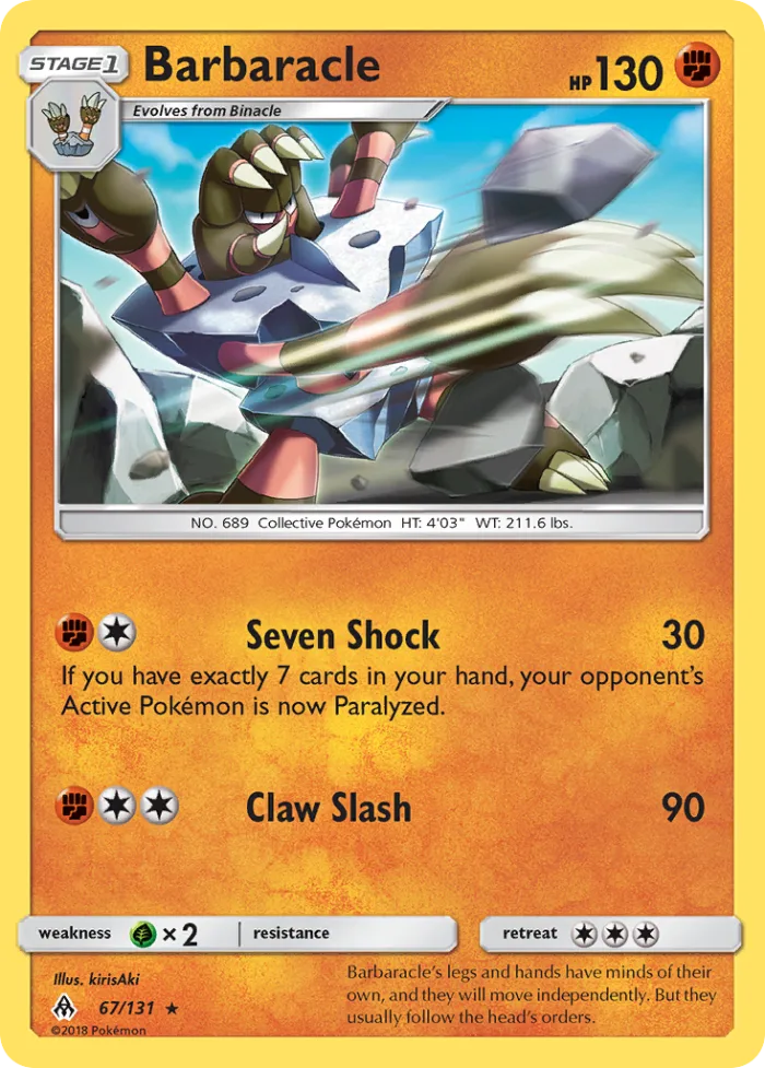 Barbaracle #67 Forbidden Light Pokemon card