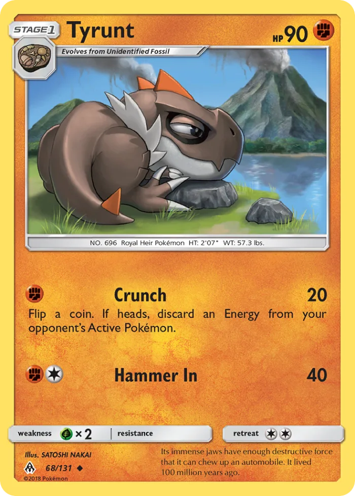 Tyrunt #68 Forbidden Light Pokemon card