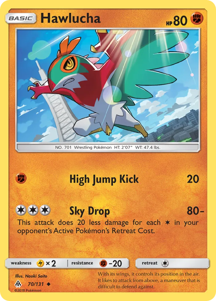 Hawlucha #70 Forbidden Light Pokemon card