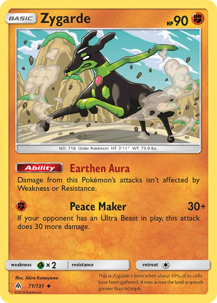 Zygarde #71 Forbidden Light Pokemon card