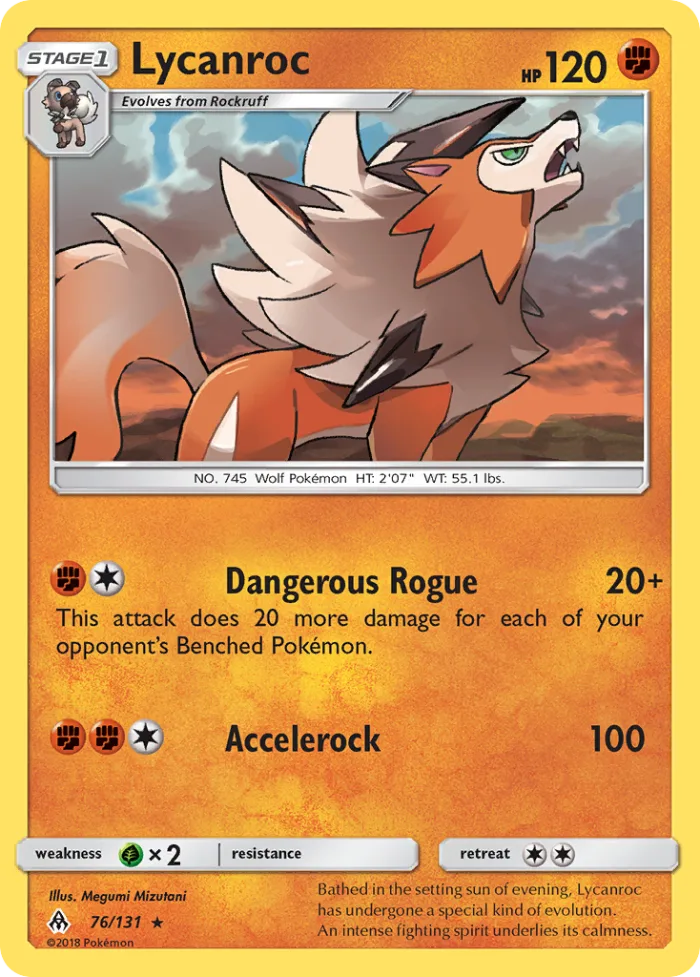 Lycanroc #76 Forbidden Light Pokemon card