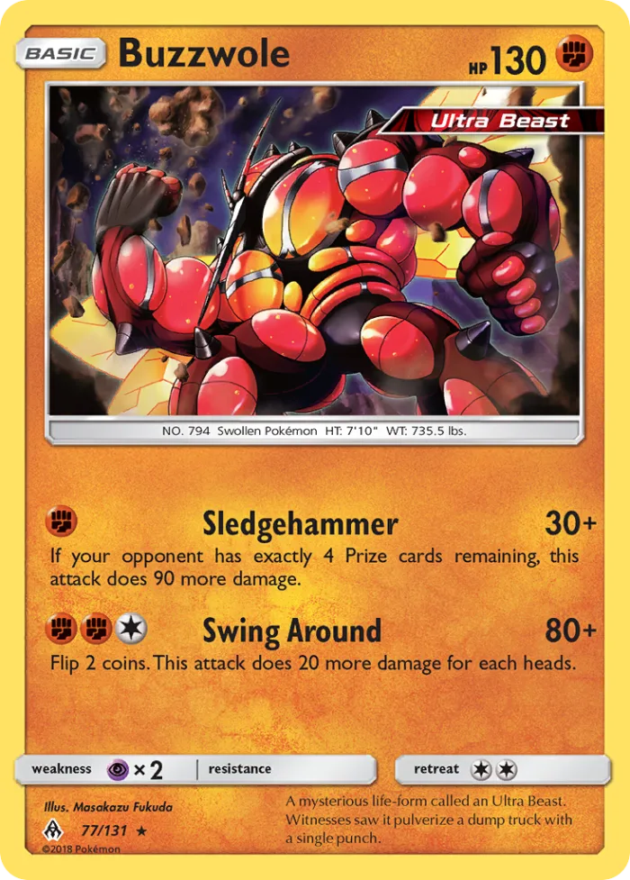 Buzzwole #77 Forbidden Light Pokemon card