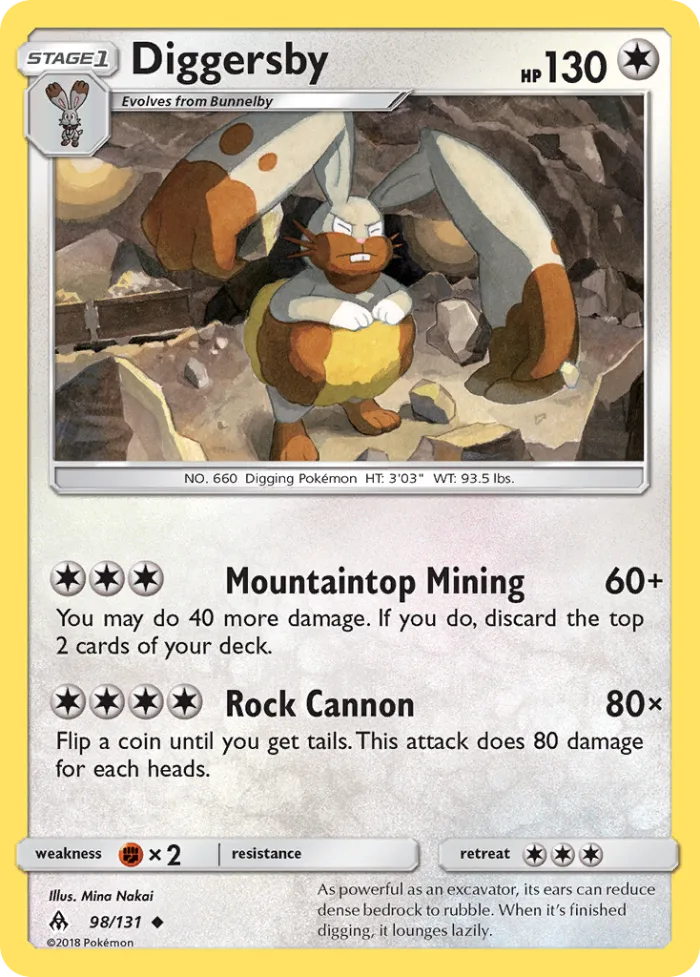 Diggersby #98 Forbidden Light Pokemon card