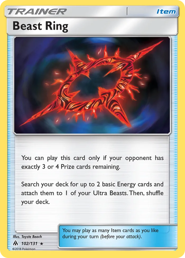 Beast Ring #102 Forbidden Light Pokemon card